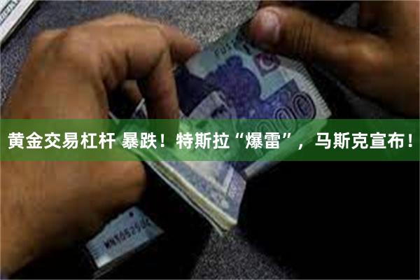 黄金交易杠杆 暴跌！特斯拉“爆雷”，马斯克宣布！