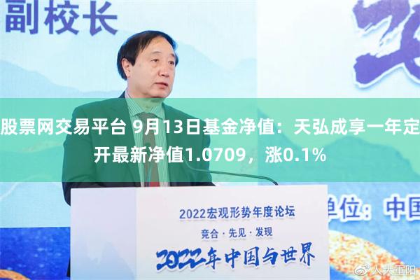 股票网交易平台 9月13日基金净值：天弘成享一年定开最新净值1.0709，涨0.1%