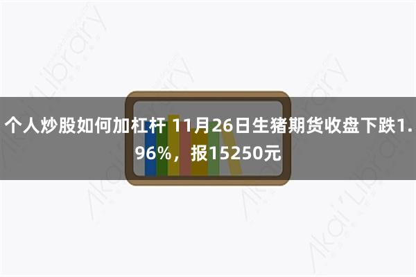 个人炒股如何加杠杆 11月26日生猪期货收盘下跌1.96%，报15250元