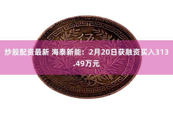炒股配资最新 海泰新能：2月20日获融资买入313.49万元