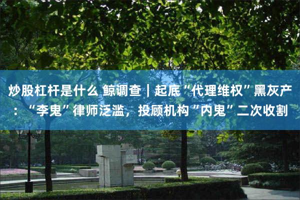 炒股杠杆是什么 鲸调查｜起底“代理维权”黑灰产：“李鬼”律师泛滥，投顾机构“内鬼”二次收割