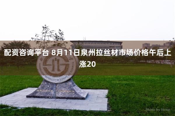 配资咨询平台 8月11日泉州拉丝材市场价格午后上涨20